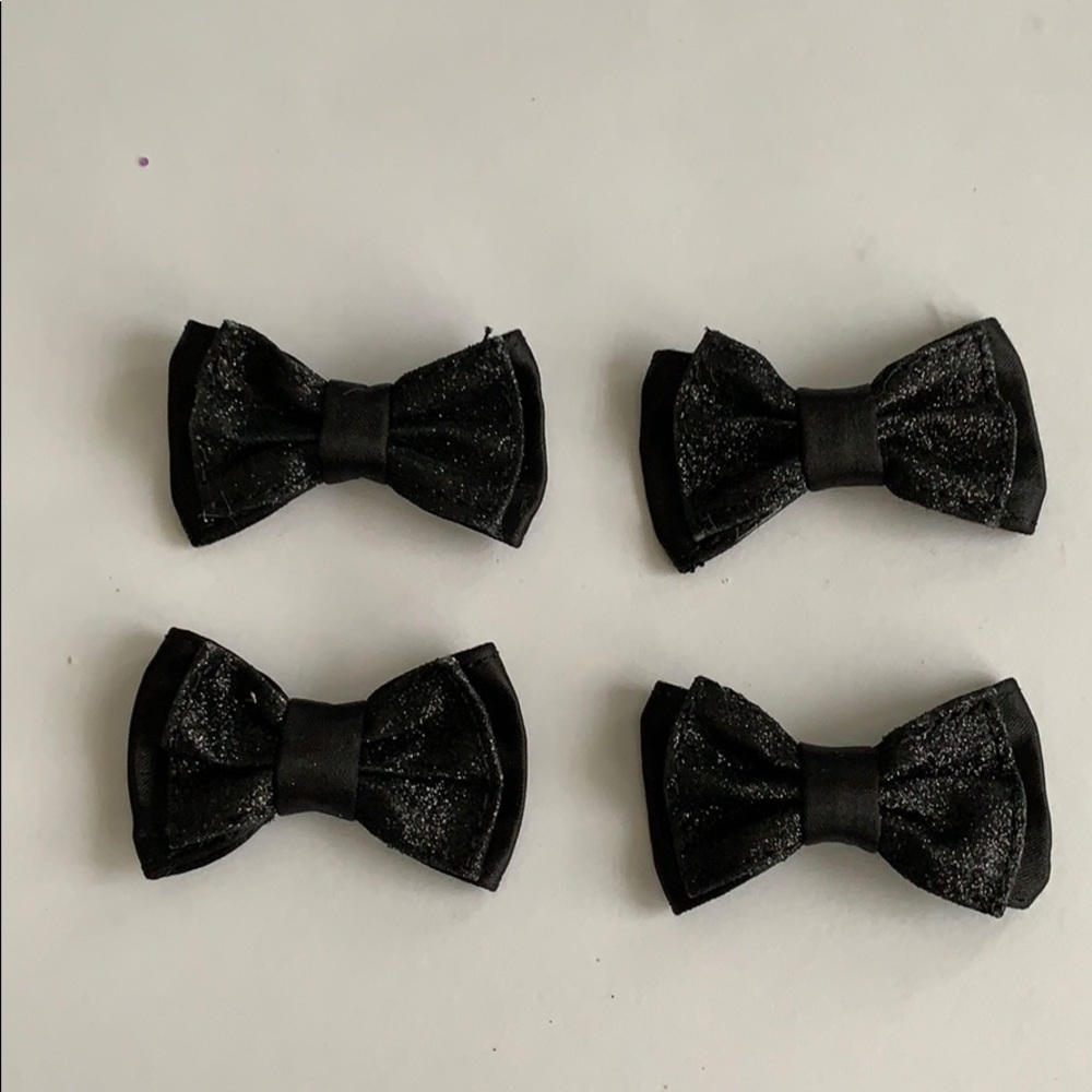 4- black glitter with satin hair clip